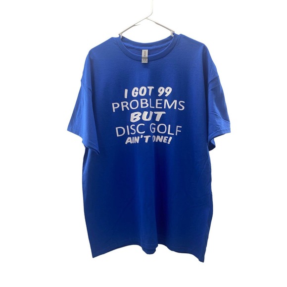 Disc Golf Shirt 99 PROBLEMS Disc Golf Custom Vinyl Logo XL T-Shirt Blue - Picture 5 of 7